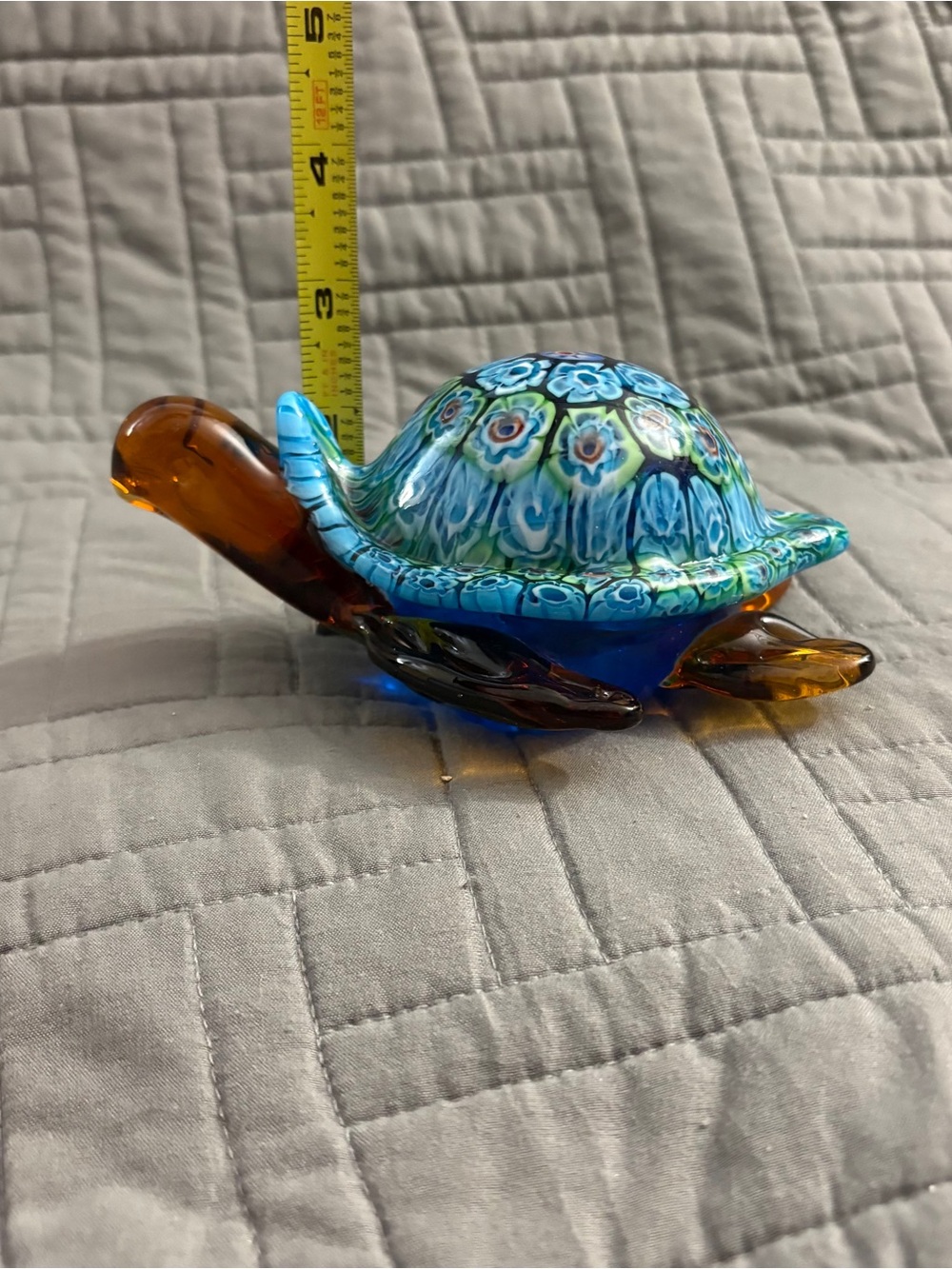 Millefiori Sea Turtle Art Glass Paperweight Figurine - Picture 8 of 13